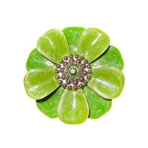 Brooch Flower Enamel Green Swirl Costume Jewelry